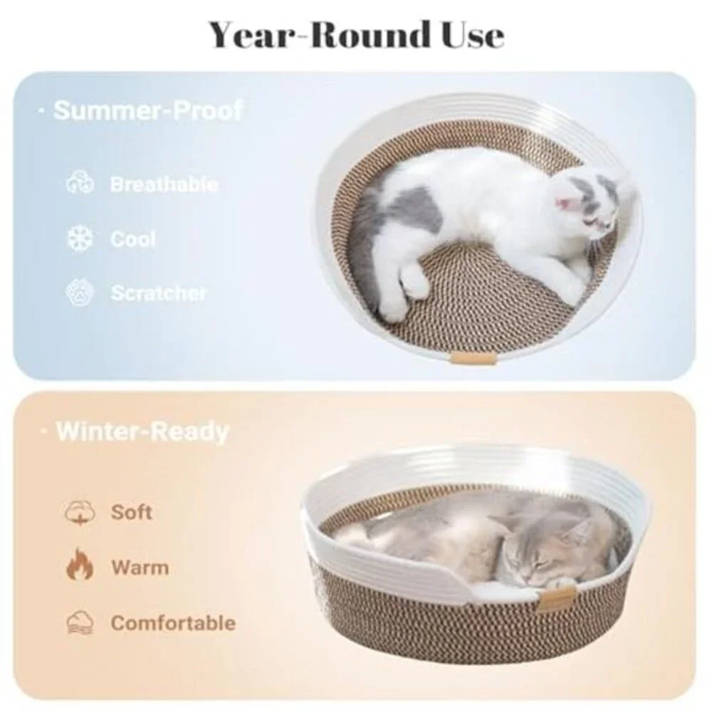 Cat Bed Basket with Cushion Indoor Cozy Kitten Bed Small Medium Large Pet